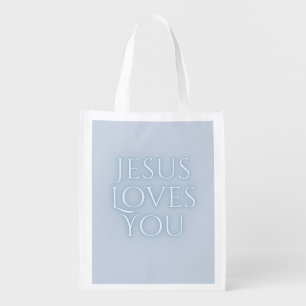 Jesus Loves Christian Typography Design  Grocery Bag