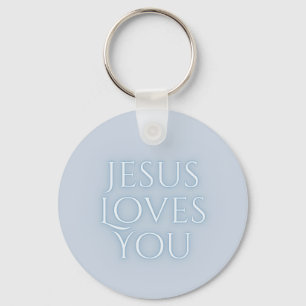 Jesus Loves Christian Typography Design Keychain