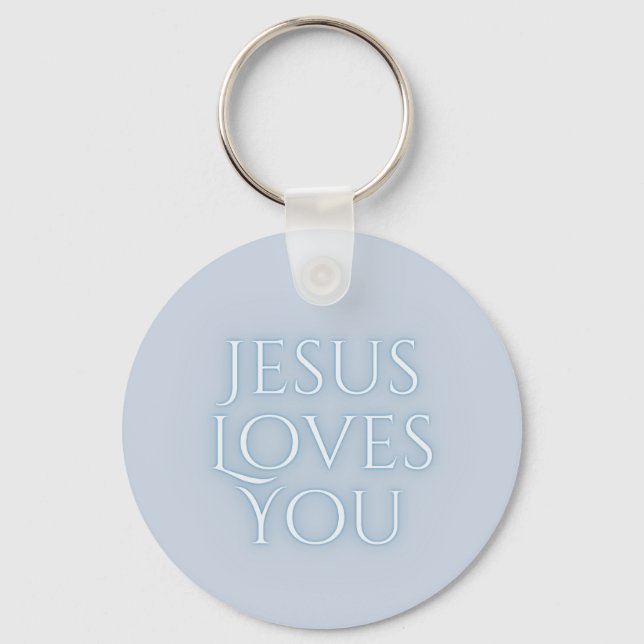 Jesus Loves Christian Typography Design  Keychain (Front)