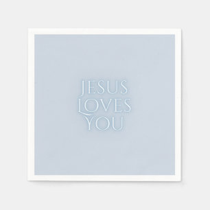 Jesus Loves Christian Typography Design Napkins