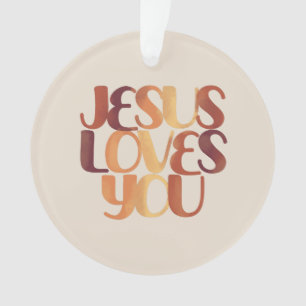 Jesus Loves Christian Typography Design Ornament