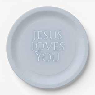 Jesus Loves Christian Typography Design  Paper Plates