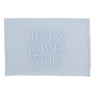 Jesus Loves Christian Typography Design Pillow Case