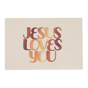 Jesus Loves Christian Typography Design Placemat