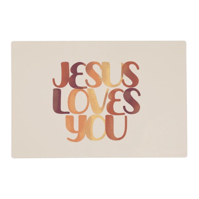 Jesus Loves Christian Typography Design  Placemat (Front)