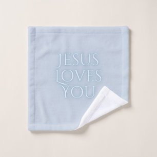 Jesus Loves Christian Typography Design Wash Cloth