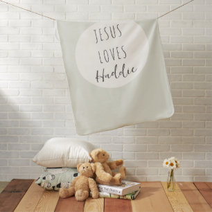 Jesus loves "custom name" Baby Blanket