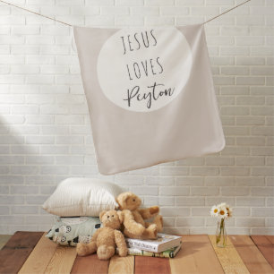 Jesus loves custom name Baby Blanket