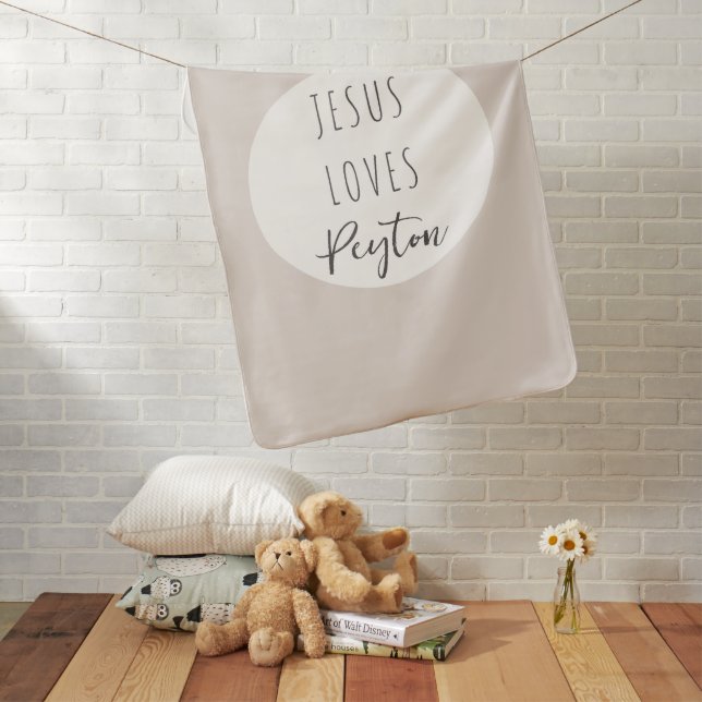 Jesus loves custom name Baby Blanket (In Situ)