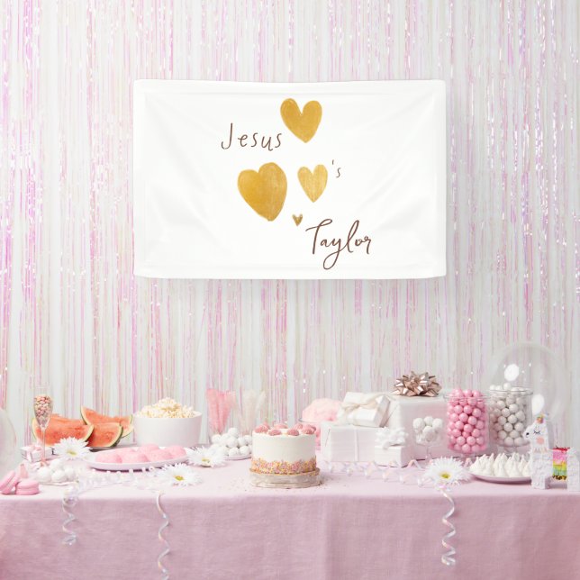 Jesus loves Custom Name Banner Sign modern (Party)