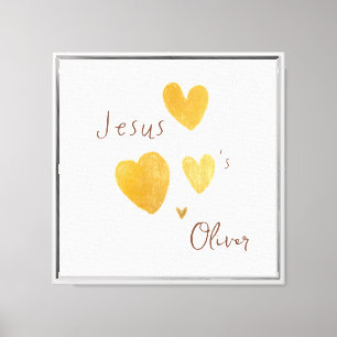 Jesus loves Custom Name Framed Canvas Art