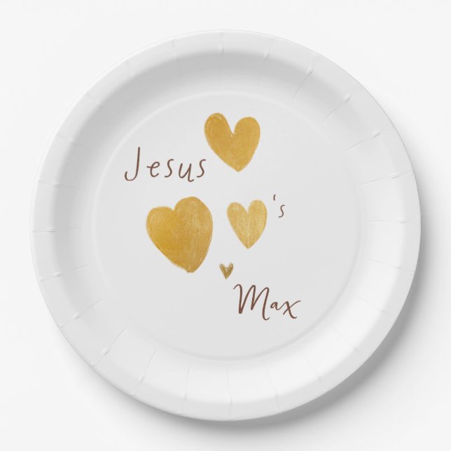 Jesus loves Custom Name Paper Plates modern (Front)