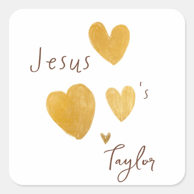 Jesus loves Custom Name Stickers & Labels modern (Front)