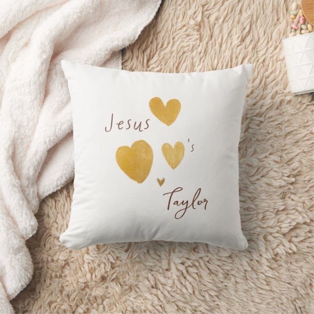 Jesus loves Custom Name Throw Pillow modern (Blanket)