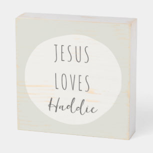 Jesus loves "custom name" Wood Box Sign