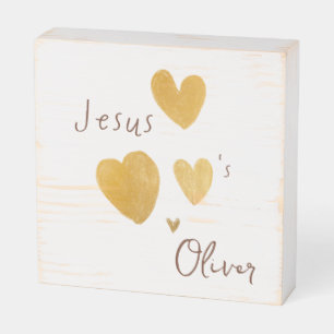Jesus loves Custom Name Wood Box Sign