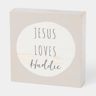 Jesus loves custom name Wood Box Sign