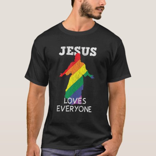 Jesus Loves Everyone Christian LGBT Flag Gay Pride T_Shirt