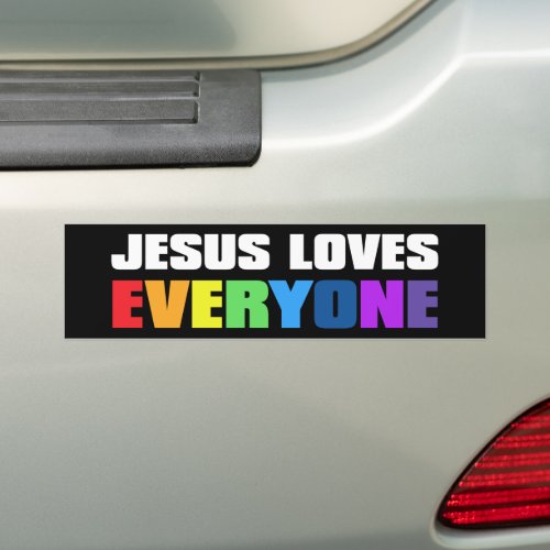 Jesus Loves Everyone Christian LGBTQ Bumper Sticker