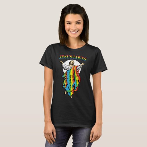 Jesus loves gay pride rainbow LGBT t_shirt