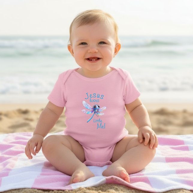 Jesus Loves Little Me Cute Dragonfly Girl Baby Bodysuit (Creator Uploaded)