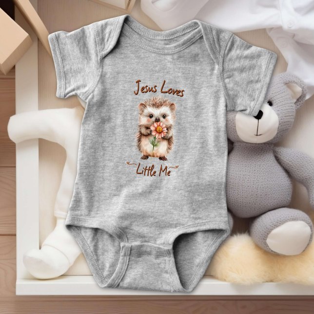 Jesus Loves Little Me Hedgehog Baby Bodysuit (Creator Uploaded)