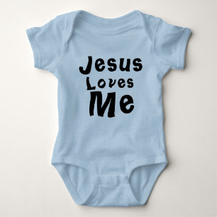 Jesus Loves Me Baby Boy Blue Bodysuit One-Piece