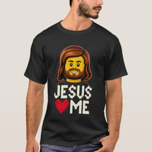 Jesus Loves Me Builder Building Bricks Blocks Chri T-Shirt