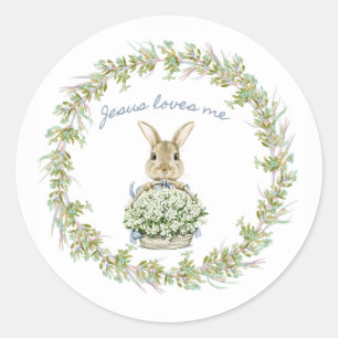 Jesus loves me Bunny Classic Round Sticker