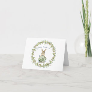 Jesus loves me Bunny with wreath and basket  Note Card