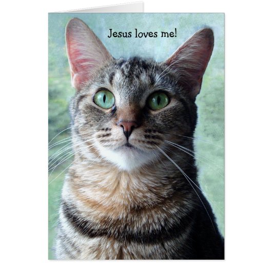 Jesus Loves Me Cat Card (Front)