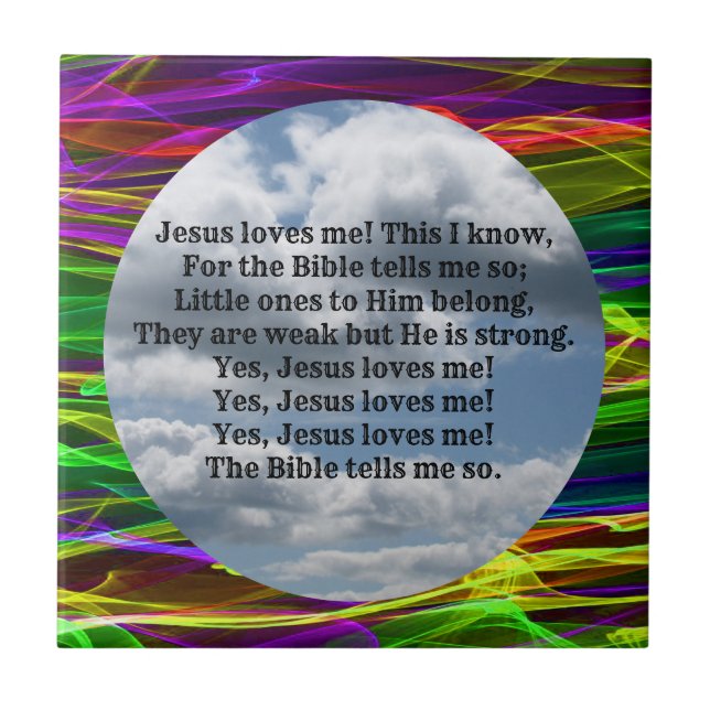 JESUS LOVES ME  CERAMIC TILE (Front)