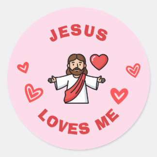 Jesus Loves Me | Children's Christian Valentine Classic Round Sticker