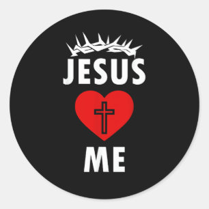 Jesus Loves ME Christen Religious Classic Round Sticker