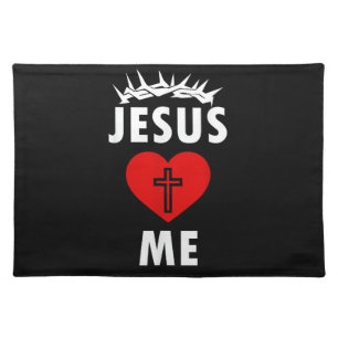 Jesus Loves ME Christen Religious Cloth Placemat
