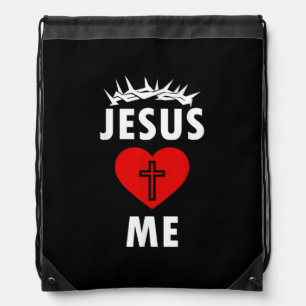 Jesus Loves ME Christen Religious Drawstring Bag