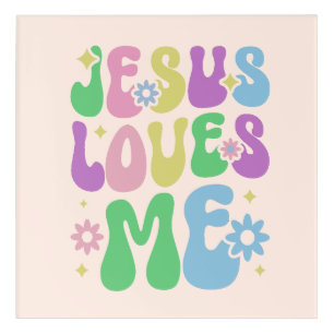 Jesus Loves Me Christian Colouful Acrylic Print