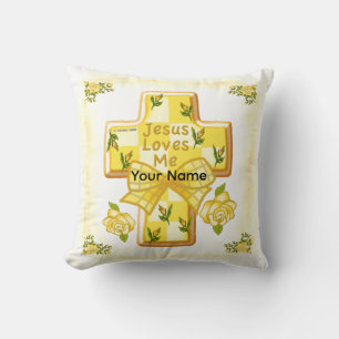 Jesus Loves Me Christian Cross pillow