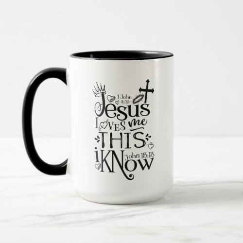 JESUS LOVES ME Christian Faith Quote Black Combo Mug