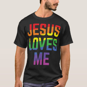 Jesus Loves Me Christian Pride Rainbow Flag LGBTQI T-Shirt