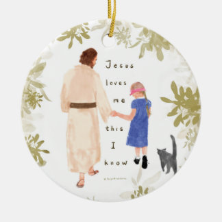Jesus Loves Me Christmas Ceramic Ornament