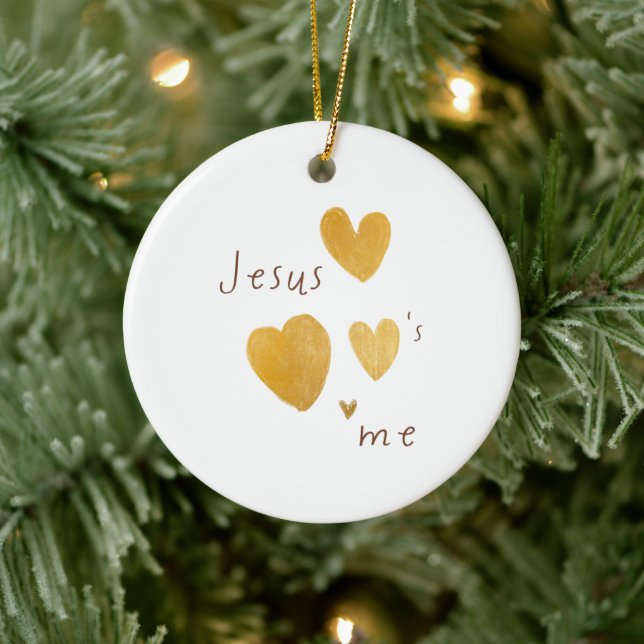 Jesus loves me. Christmas ornament. modern Ceramic Ornament (Tree)