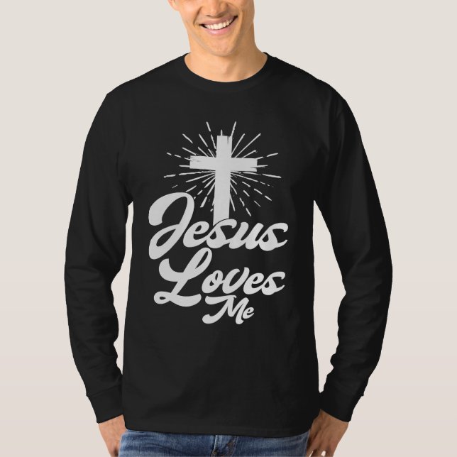 Jesus Loves Me Church Cross Believer Religion T-Shirt (Front)