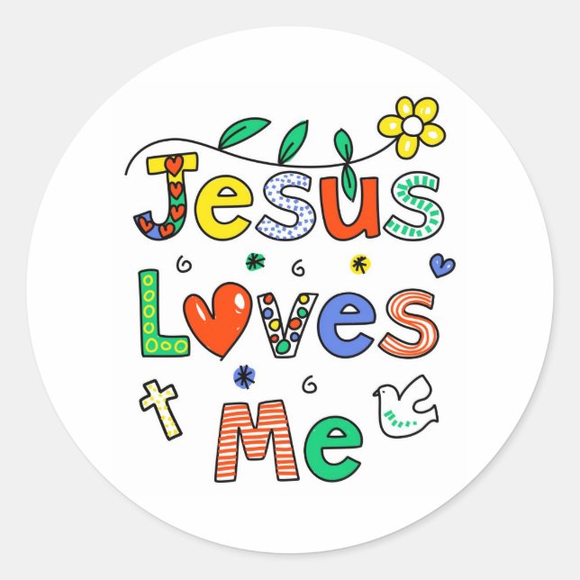 Jesus Loves Me Classic Round Sticker (Front)