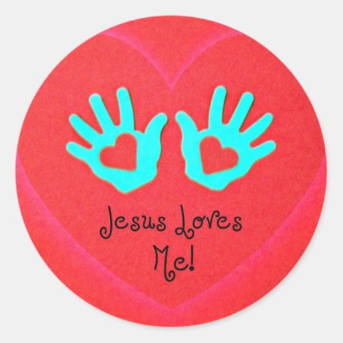 Jesus loves me classic round sticker