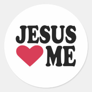Jesus loves me classic round sticker
