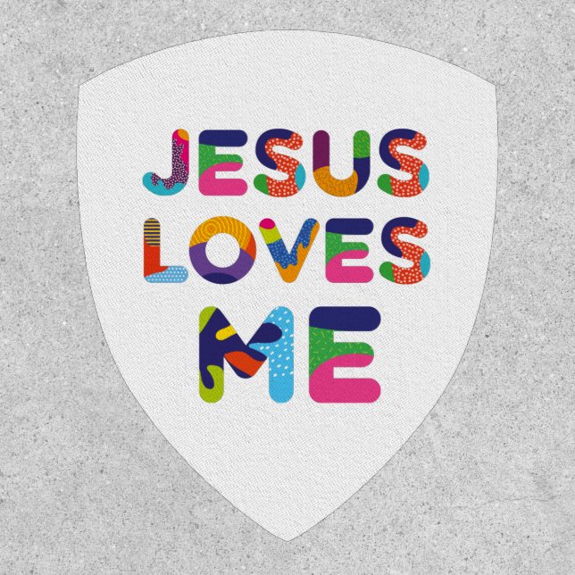 Jesus Loves Me Colorful Text Art Patch (Front)