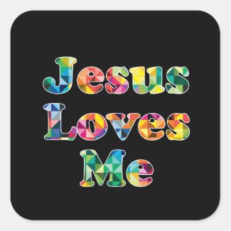 Jesus Loves Me Cross Colourful Pattern Sticker