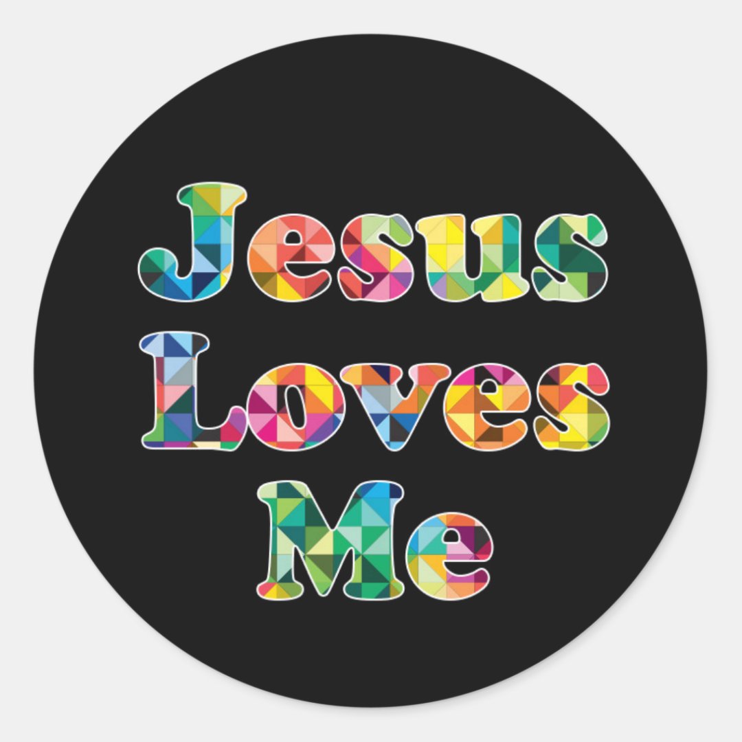 Jesus Loves Me Cross Colourful Pattern Sticker | Zazzle