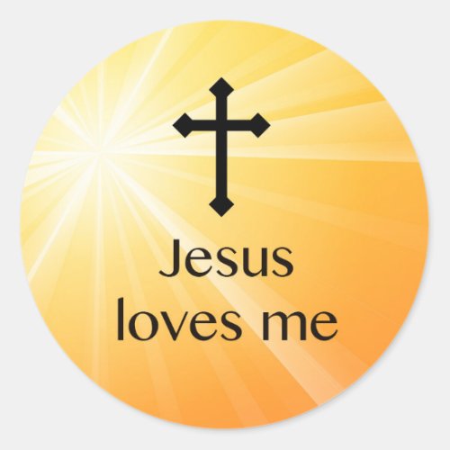 Jesus Loves Me Cross Orange Sticker